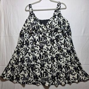 Always For Me Black and White Floral‎ Swim Dress